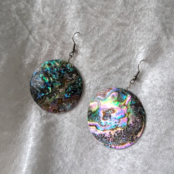 handmade Paua Large Abalone Shell Earrings Circles